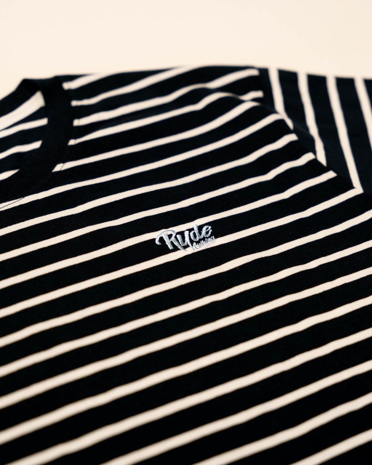 Ryde Embroidered Logo Navy Stripe Tee