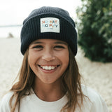Kids No Hat No Play Beanie Deep Ocean