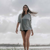Womens Embroidered Tee Eucalyptus
